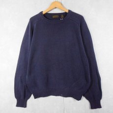 画像1: 80〜90's Eddie Bauer コットンニットセーター NAVY L (1)