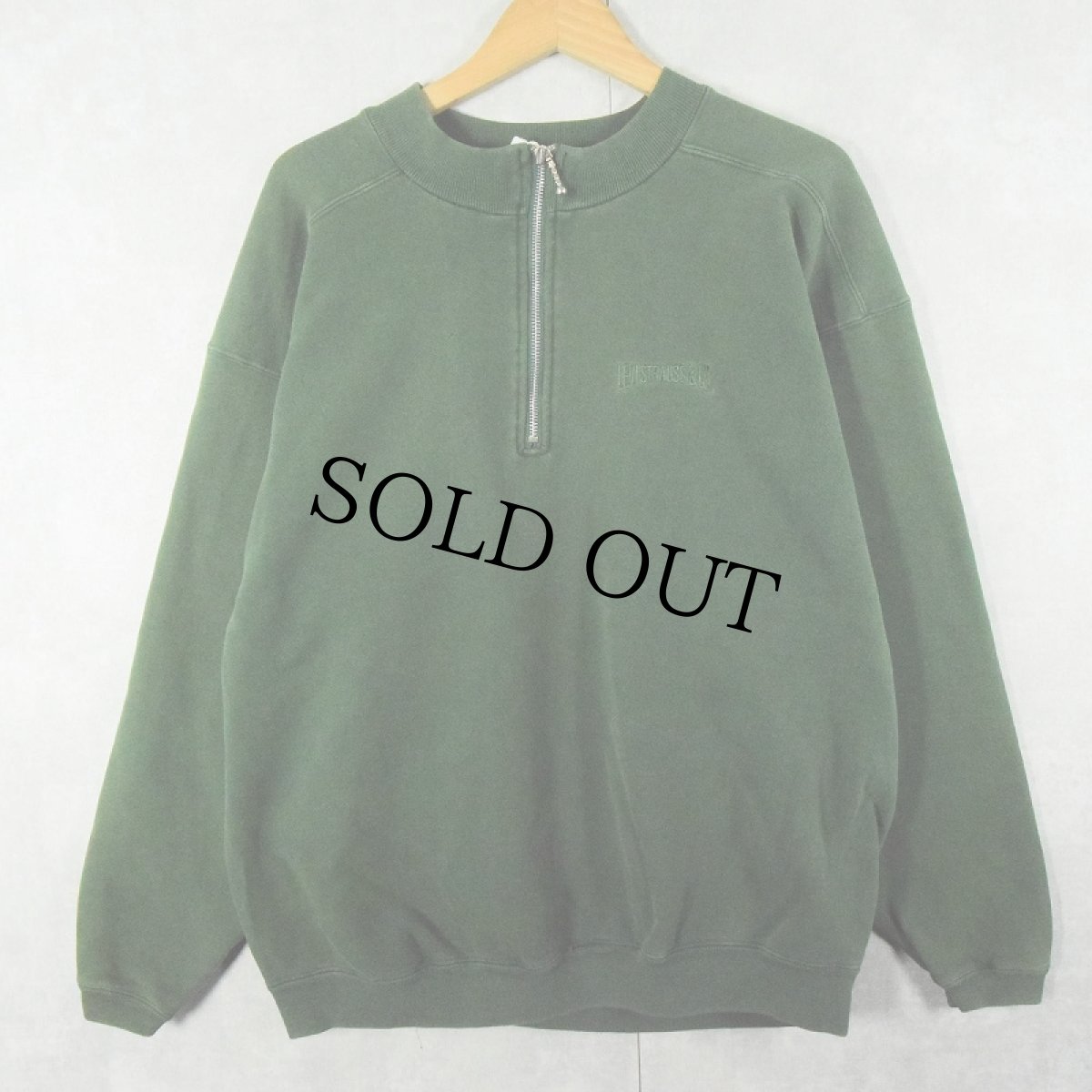 画像2: 90's Levi's ロゴ刺繍 ハーフジップスウェット M (2)