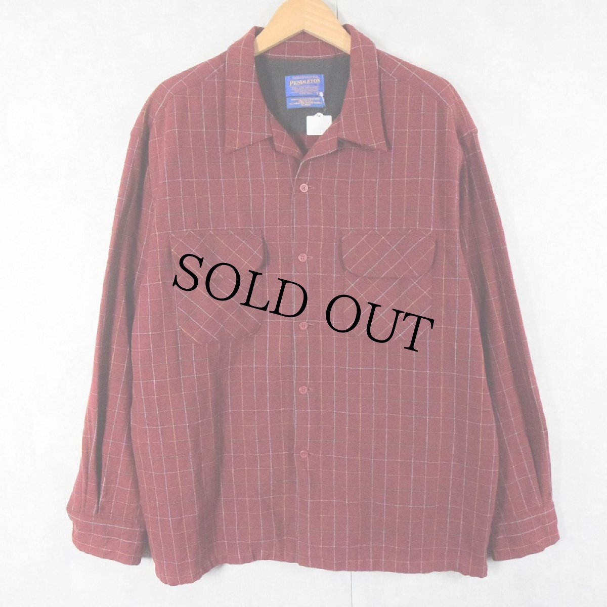 画像1: PENDLETON USA製 チェック柄 オープンカラーウールシャツ XL (1)