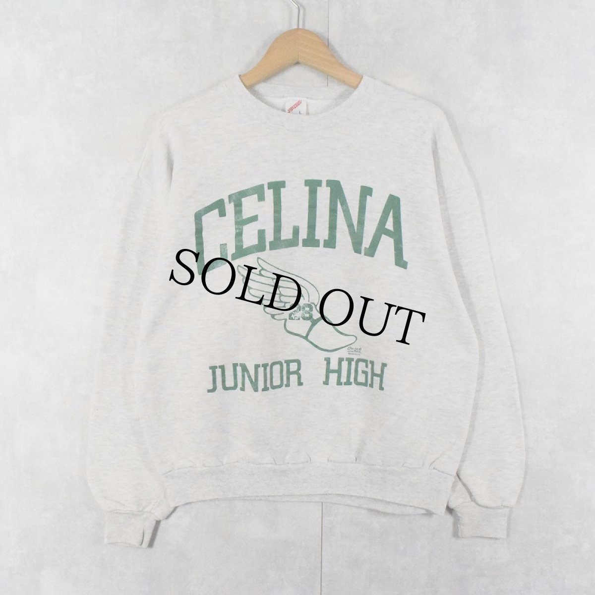 画像1: 90's JERZEES USA製 "CELINA JUNIOR HIGH" プリントスウェット L (1)