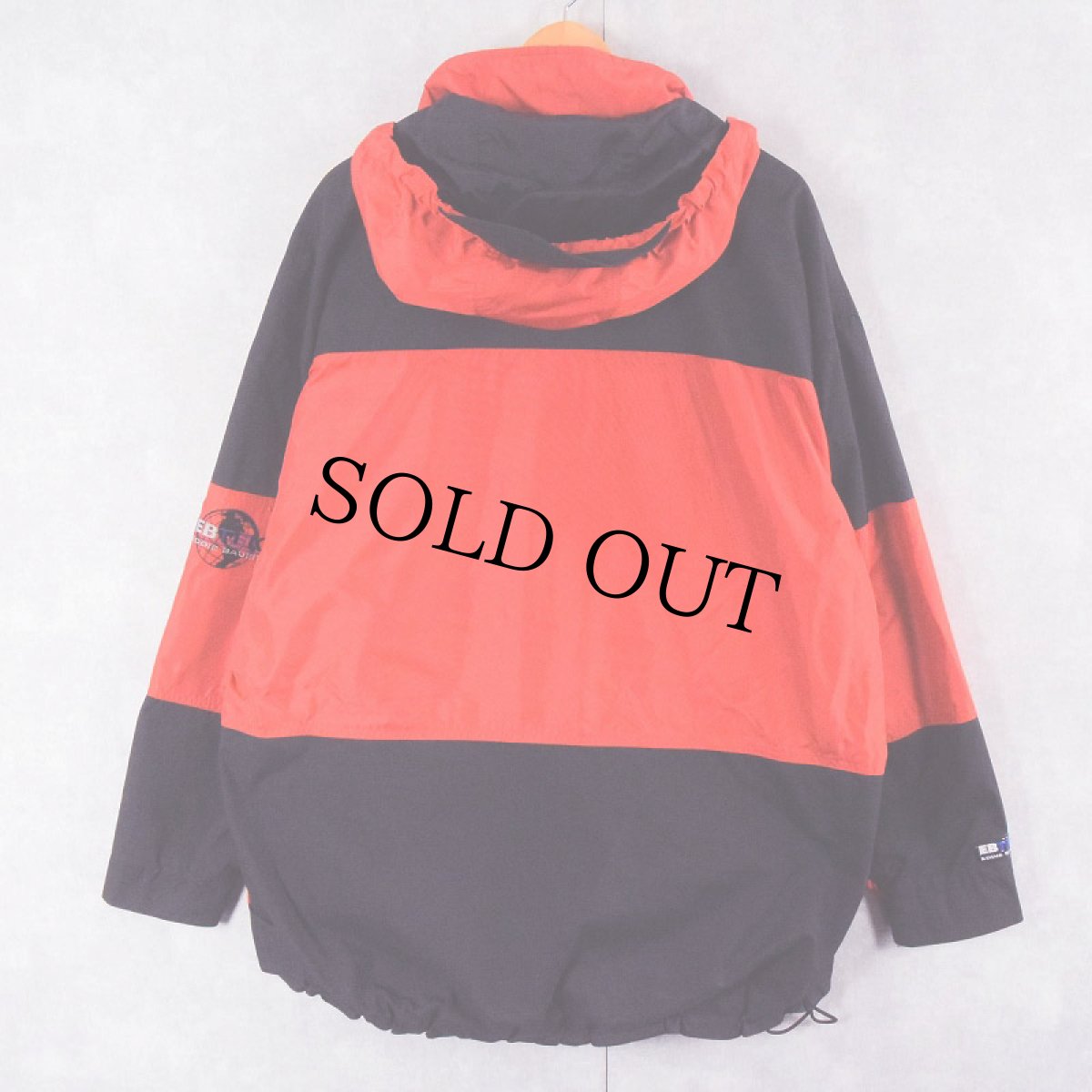 画像2: 90's Eddie Bauer EBTEK ロゴ刺繍 ナイロンアノラックパーカー ORANGE L (2)
