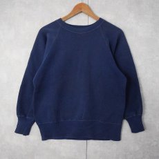 画像1: 50's AKOM Pep-shirt フリーダムスリーブ 無地スウェット NAVY M (1)