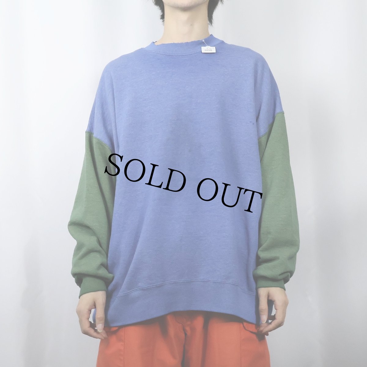 画像2: 90's JERZEES SPORT USA製 2トーン切り替えデザイン 無地スウェット 3X (2)