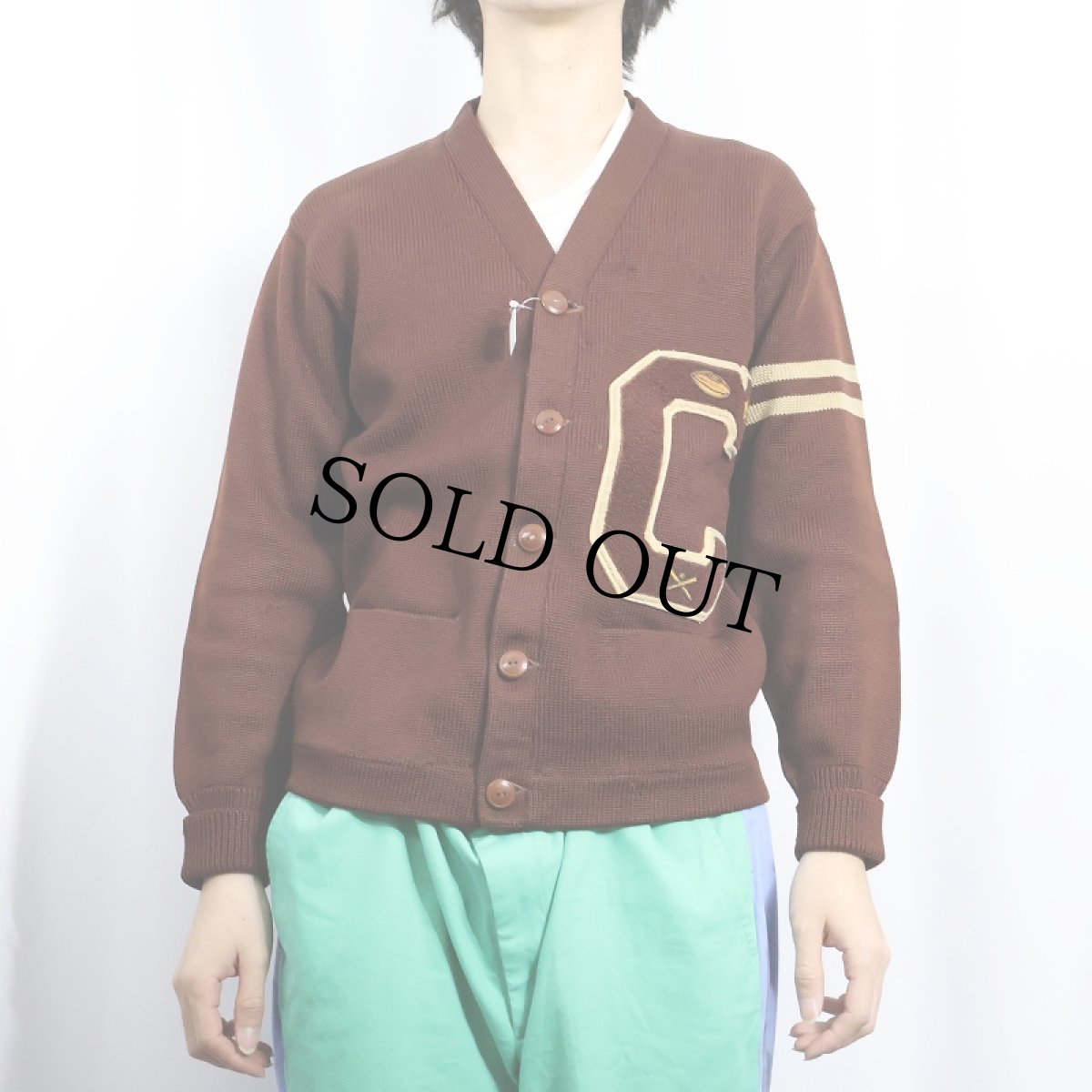 画像2: 50's レタードニットカーディガン (2)