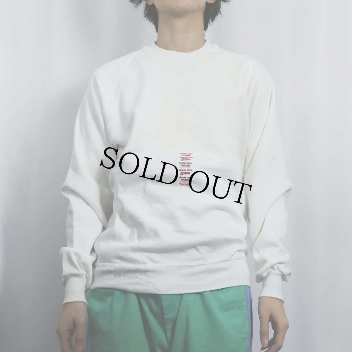 画像2: 90's JERZEES USA製 無地 ラグランスウェット 未使用 M (2)