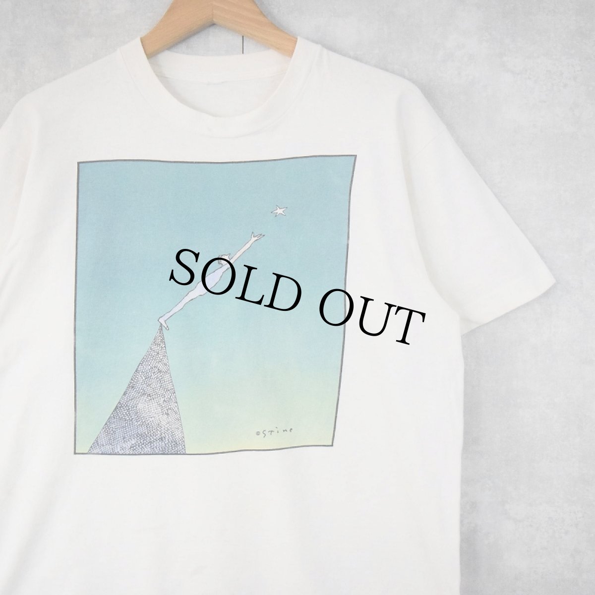 画像1: 90's Richard Stain "Man Reaching For A Star" アートプリントTシャツ (1)