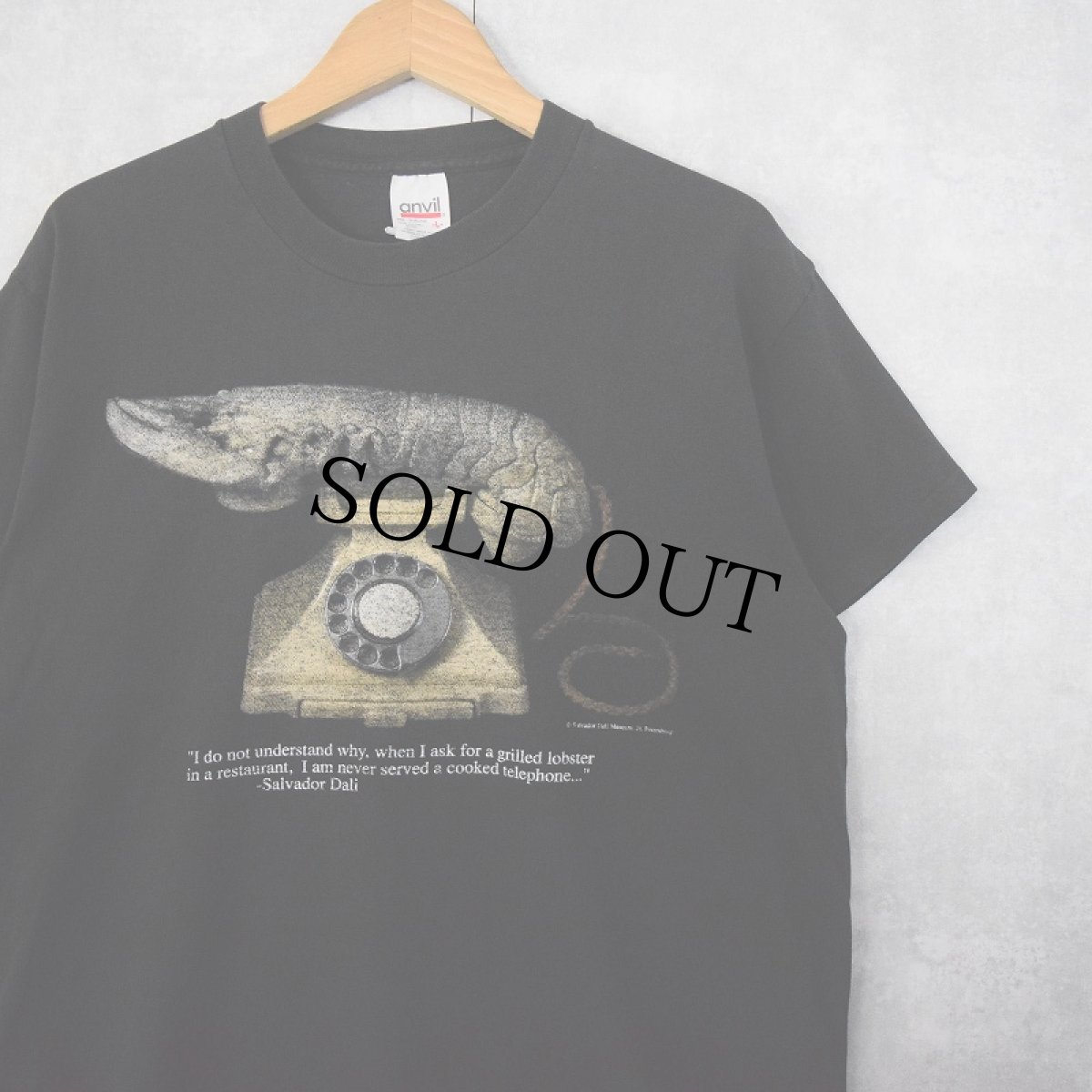 画像1: 90's Salvador Dali "Lobster Telephone " アートプリントTシャツ BLACK (1)