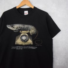 画像1: 90's Salvador Dali "Lobster Telephone " アートプリントTシャツ BLACK (1)