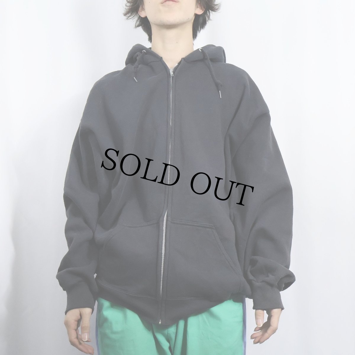 画像2: 90's PRO SPIRIT USA製 無地 スウェットジップパーカー BLACK 2XL (2)