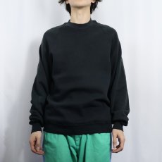 画像2: 90's JERZEES USA製 無地 ラグランスウェット BLACK XL (2)