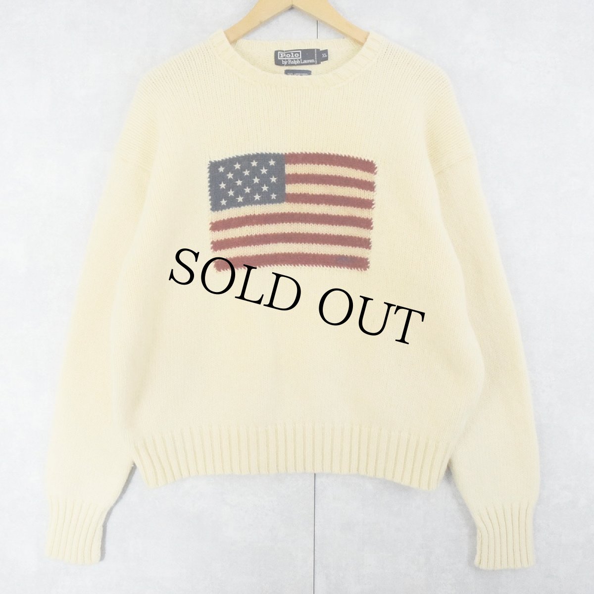 画像1: POLO Ralph Lauren 星条旗柄 ウールニットセーター XL (1)