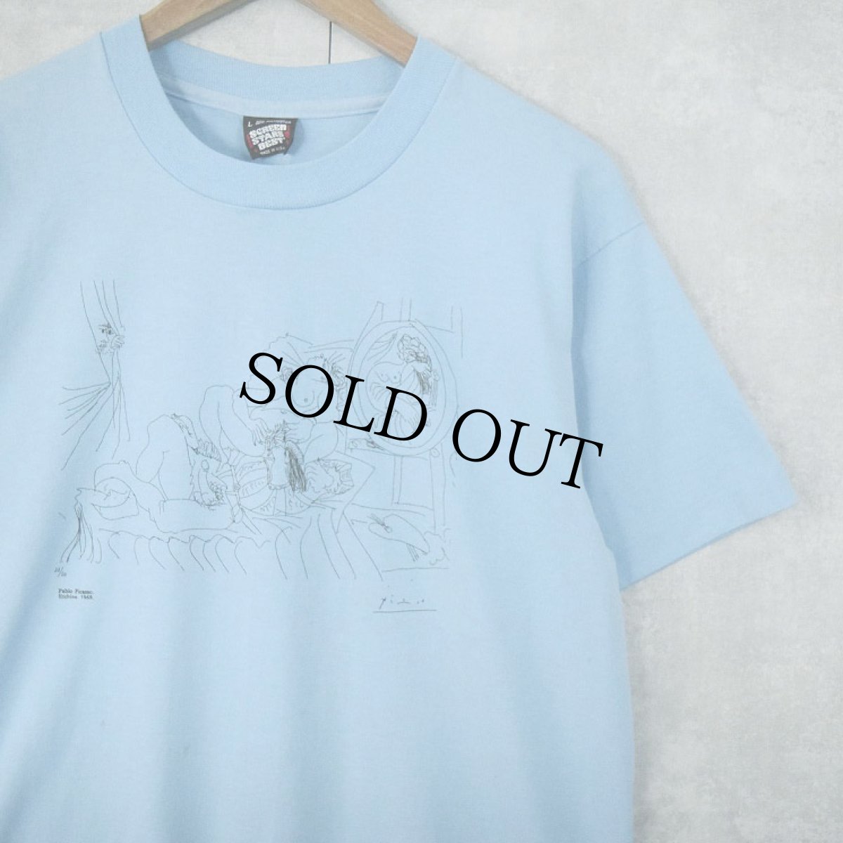 画像1: 【SALE】 80〜90's Pablo Picasso USA製 "1968 Etching 33/50" アートプリントTシャツ L (1)