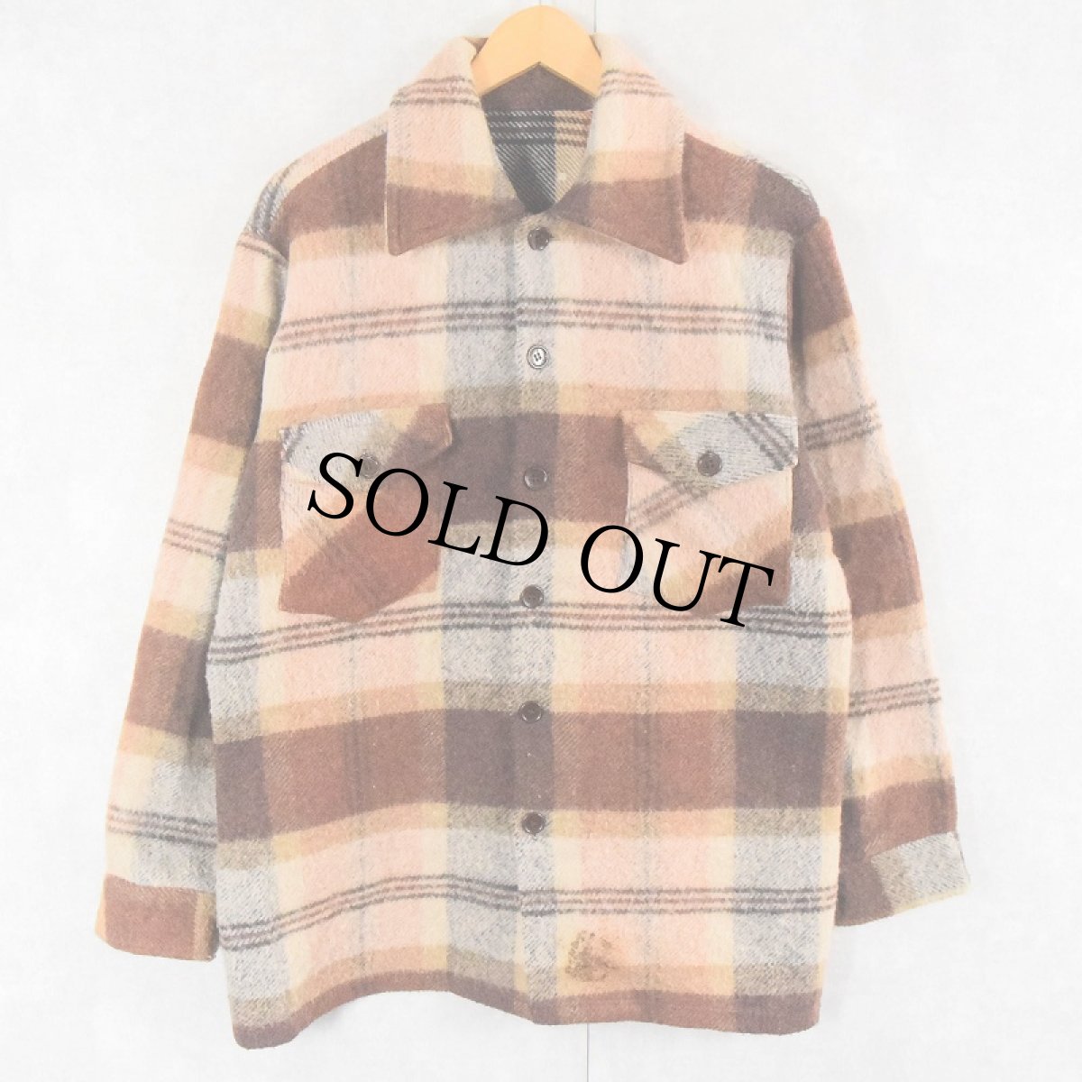 画像1: 70's チェック柄 ウール CPOシャツジャケット (1)