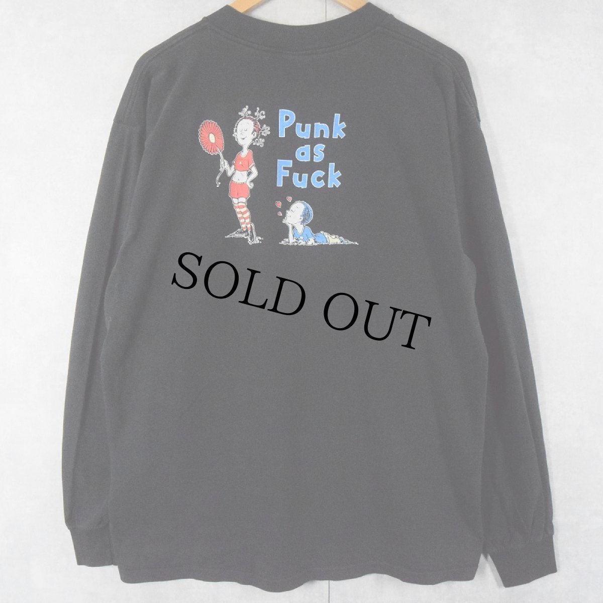画像2: 90〜2000's Everclear USA製 "Punk as Fuck" Dr, Seuss パロディプリント ロックバンドロンT BLACK XL (2)