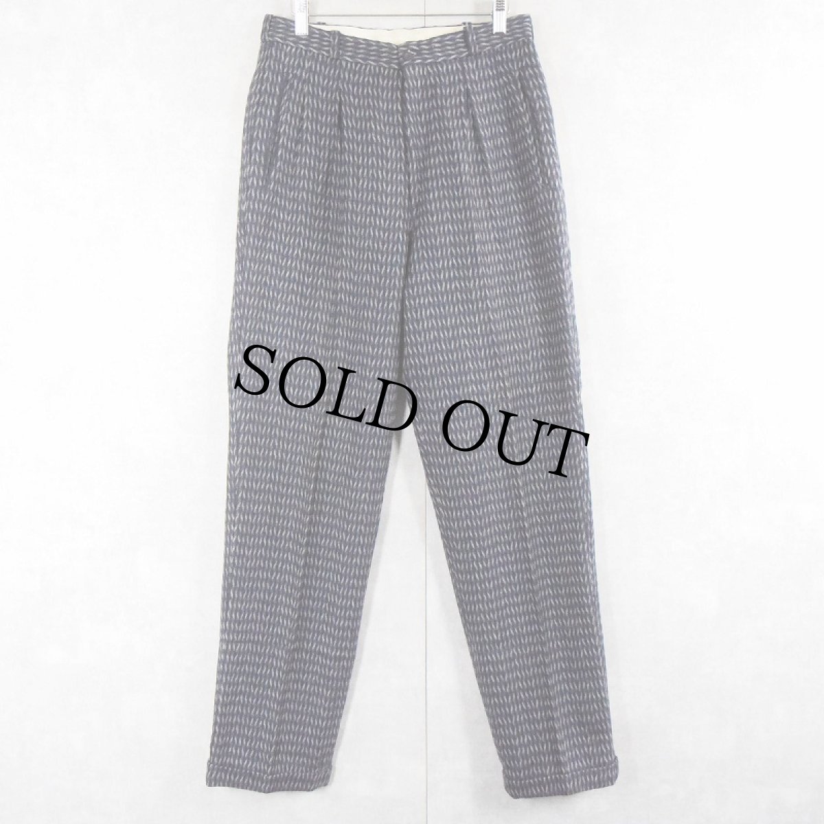 画像2: 70's〜 WHITE WASH 柄織り 2タック ウール×ポリエステル テーパードスラックス W30 (2)