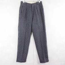 画像2: 70's〜 WHITE WASH 柄織り 2タック ウール×ポリエステル テーパードスラックス W30 (2)