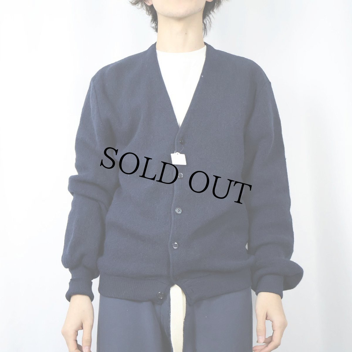 画像2: 70's Sears KINGS ROAD アルパカウールニットカーディガン NAVY M (2)