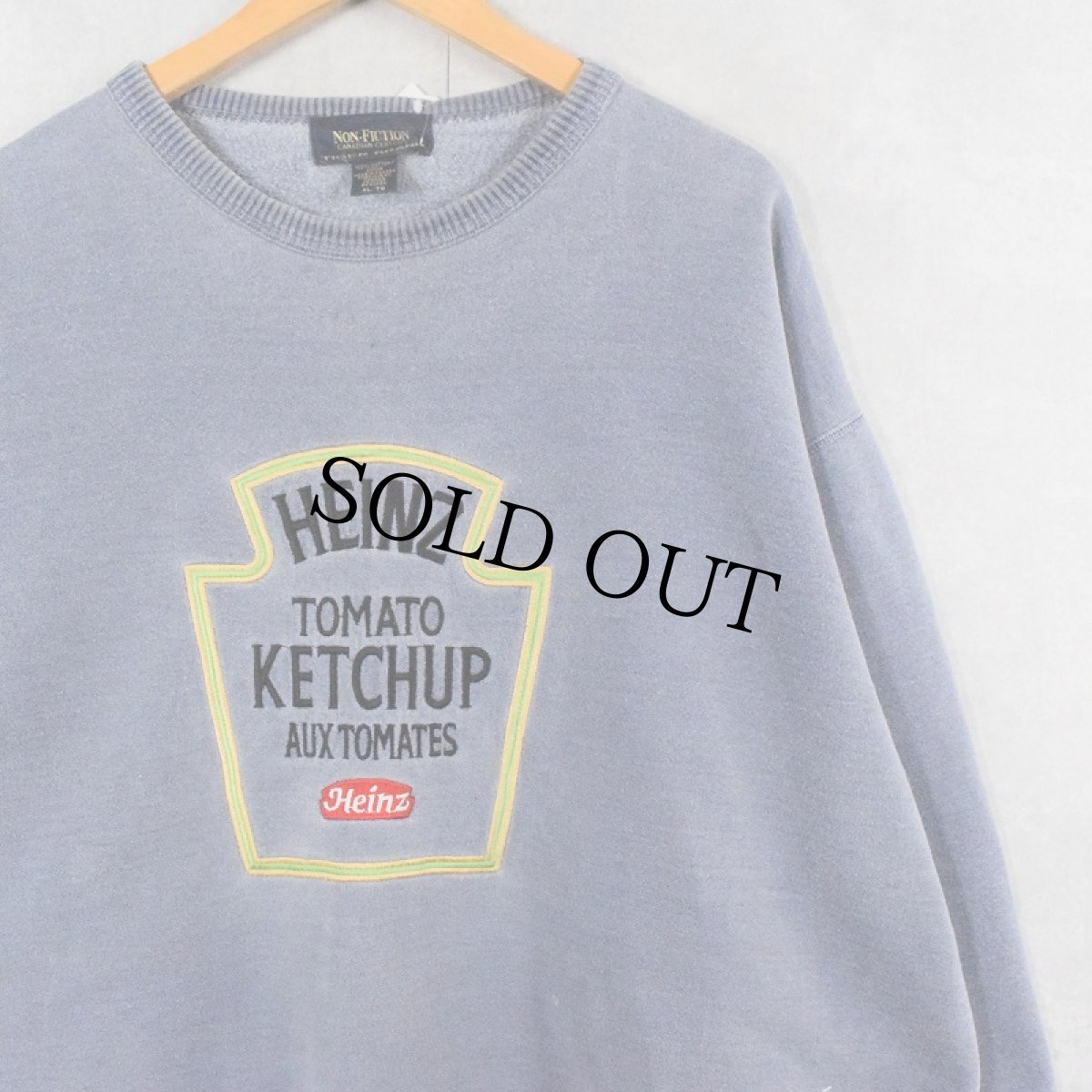 画像1: 90's NON-FICTION CANADA製 "HEINZ TOMATO KETCHUP" 刺繍入り フェードスウェット XL (1)