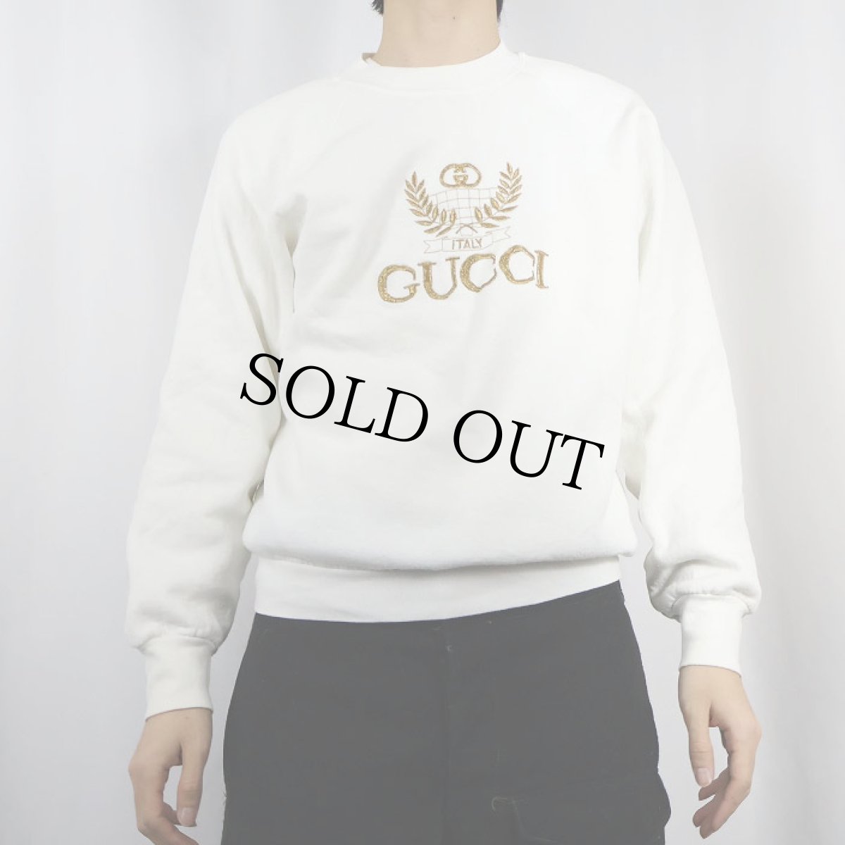 画像3: 90's ブート GUCCI USA製 ロゴ刺繍 スウェット  L (3)