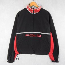 画像2: POLO Ralph Lauren ハーフジップ ナイロンジャケット BLACK L (2)