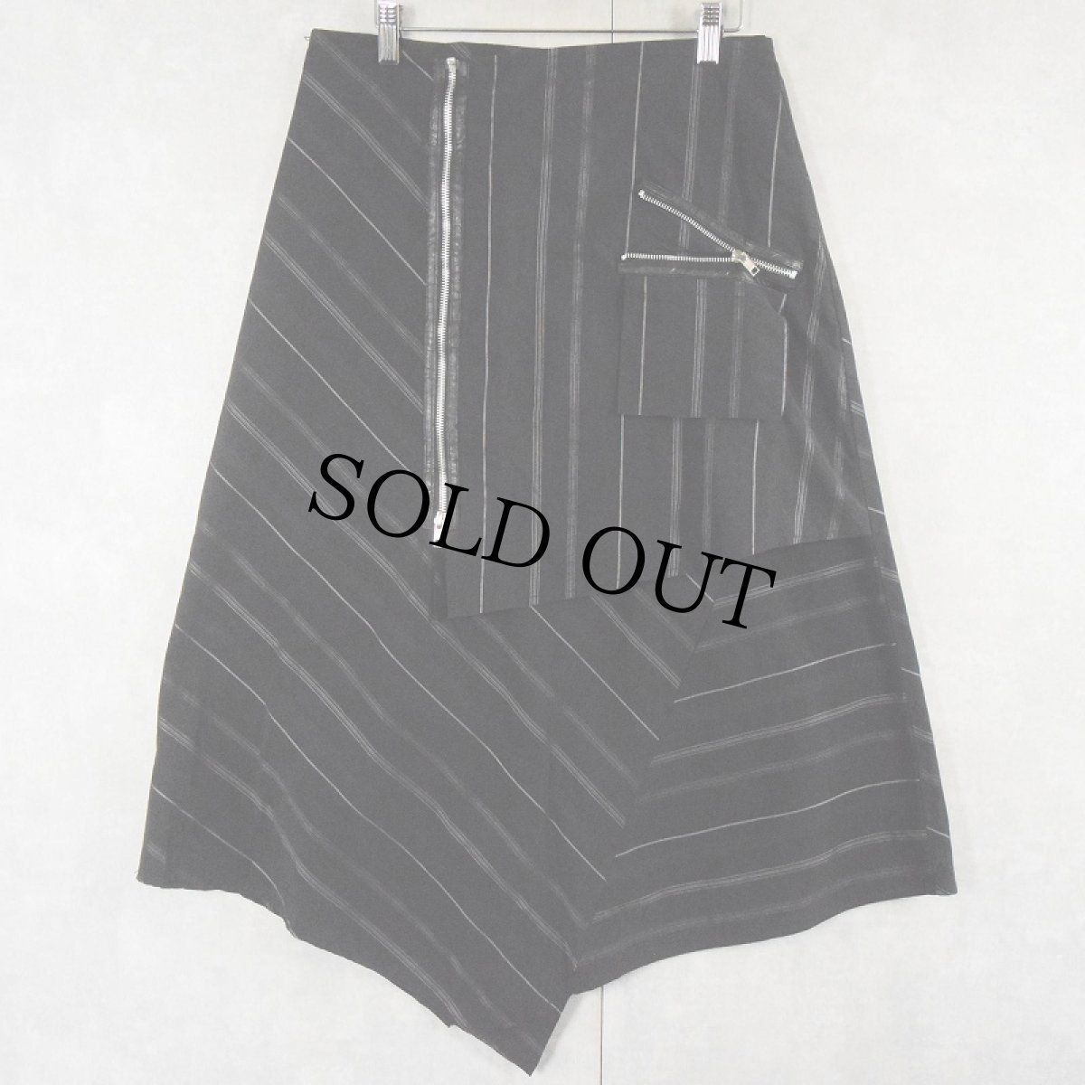 画像2: ストライプ柄 デザインスカート BLACK W30 (2)