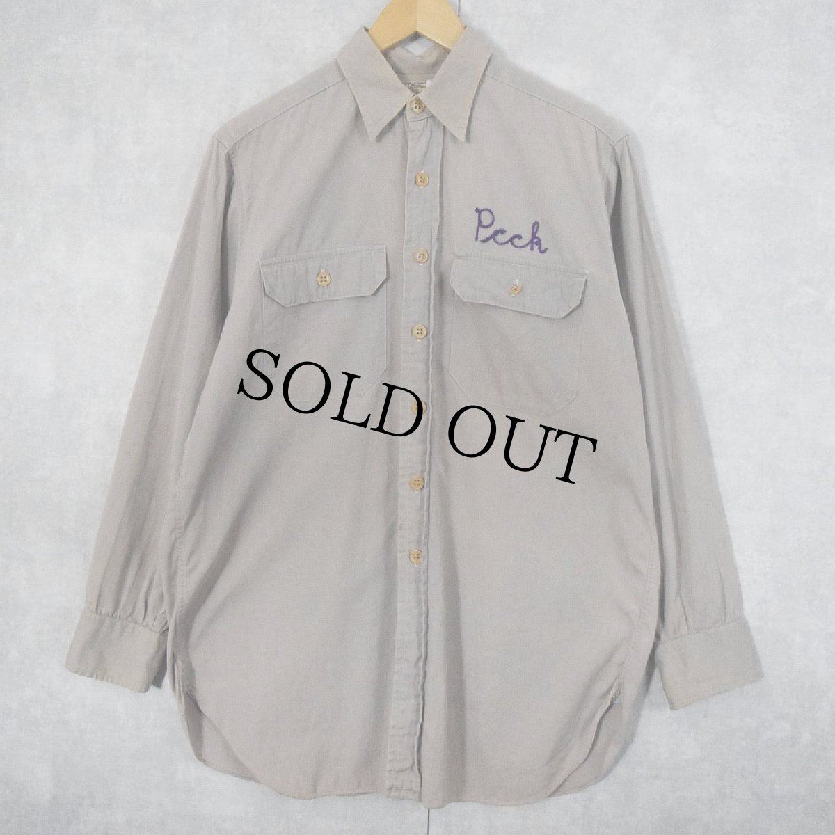 画像2: 40's〜 J.C.PENNEY "ANDERSON LIONS CLUB" マチ付き チェーン刺繍 コットンポプリンシャツ (2)