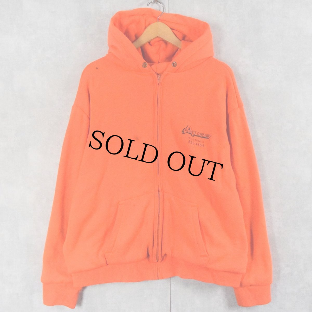 画像2: 90's CAMBER USA製 "ACRES GROUP" 裏サーマル スウェットジップパーカー XL (2)