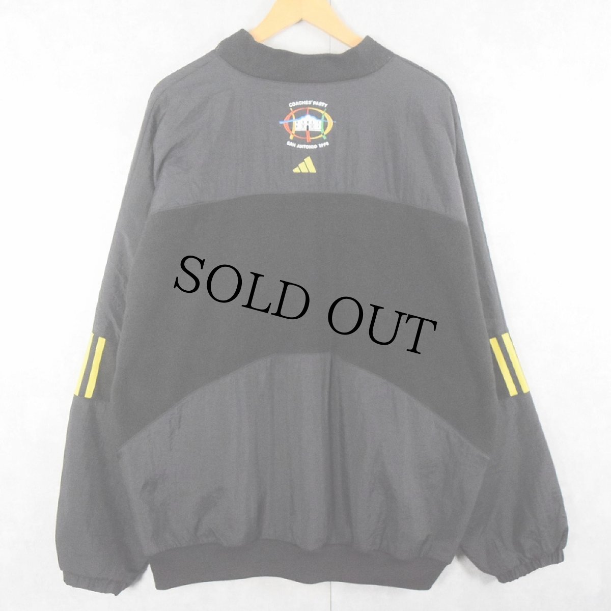 画像2: 90's adidas ナイロン切り替え フリースプルオーバー BLACK XL (2)