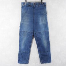 画像2: 60's〜 月桂樹ボタン ダブルニー セーラーデザイン デニムパンツ W32 (2)