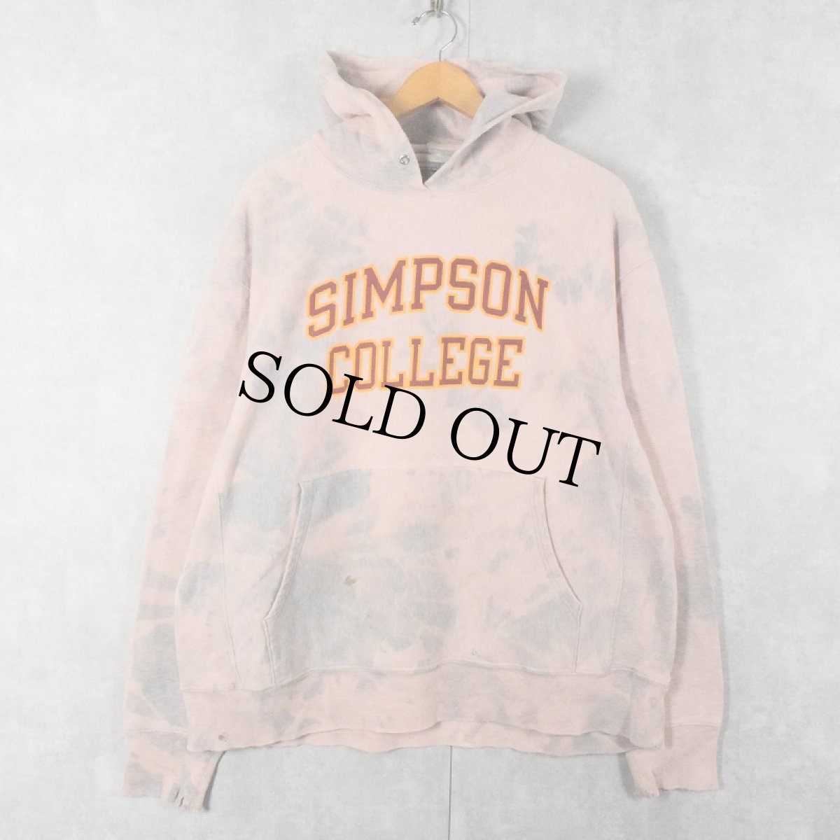 画像1: 2000's Champion REVERSE WEAVE "SIMPSON COLLEGE" ブリーチ加工スウェットフーディ L (1)