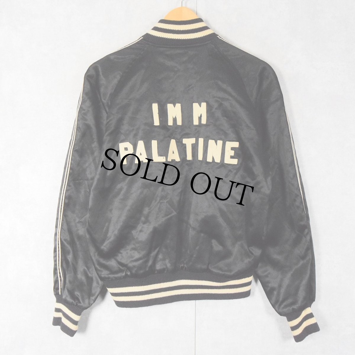 画像2: 60's〜 SPORT KING ATHLETIC CLOTHING チェーン刺繍 サテンスタジャン BLACK SIZE36 (2)