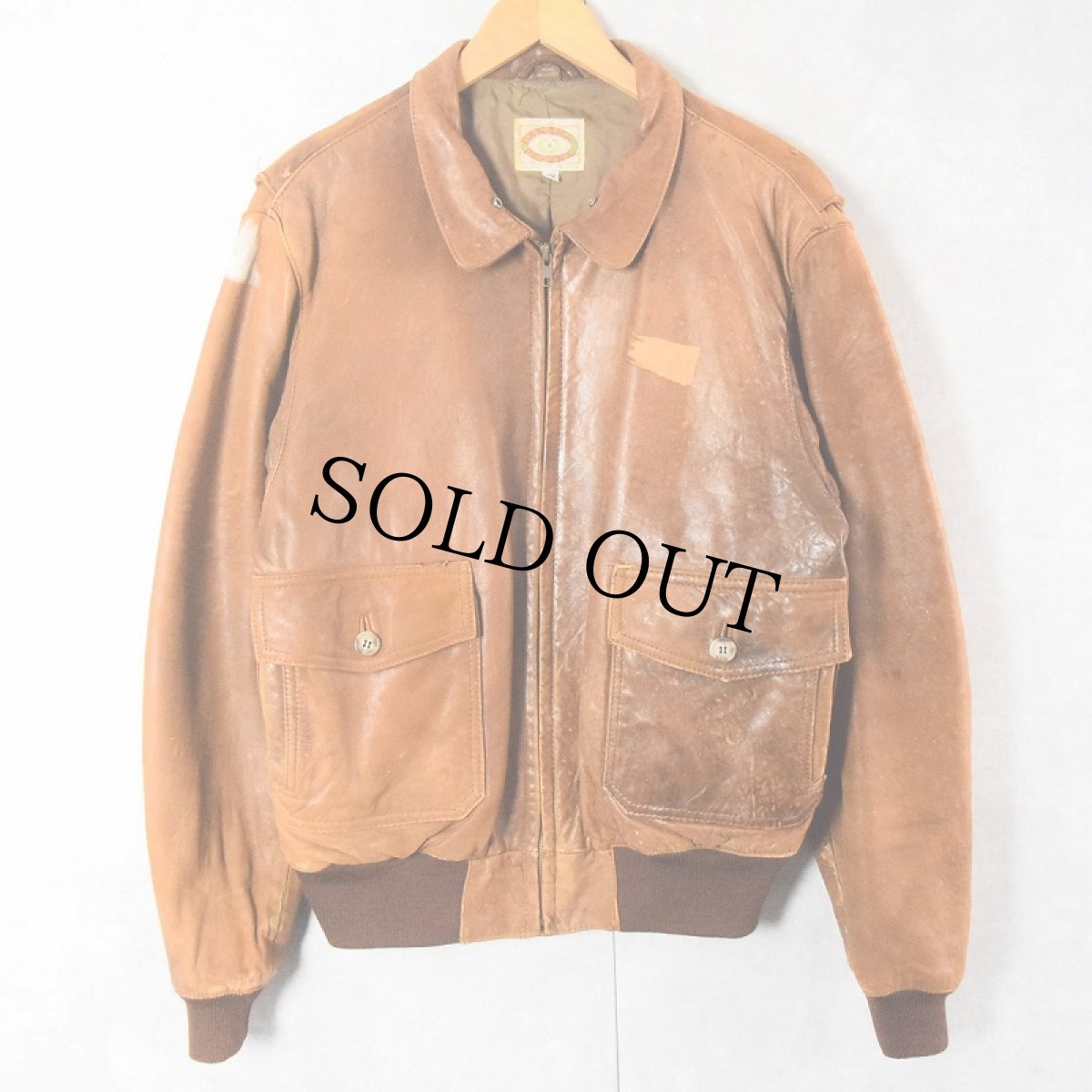 画像1: 80's BANANA REPUBLIC "A-2 TYPE" レザーフライトジャケット SIZE42 (1)