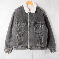 画像1: 80's Levi's 70609 USA製  ケミカルウォッシュ ブラックデニムボアジャケット L (1)