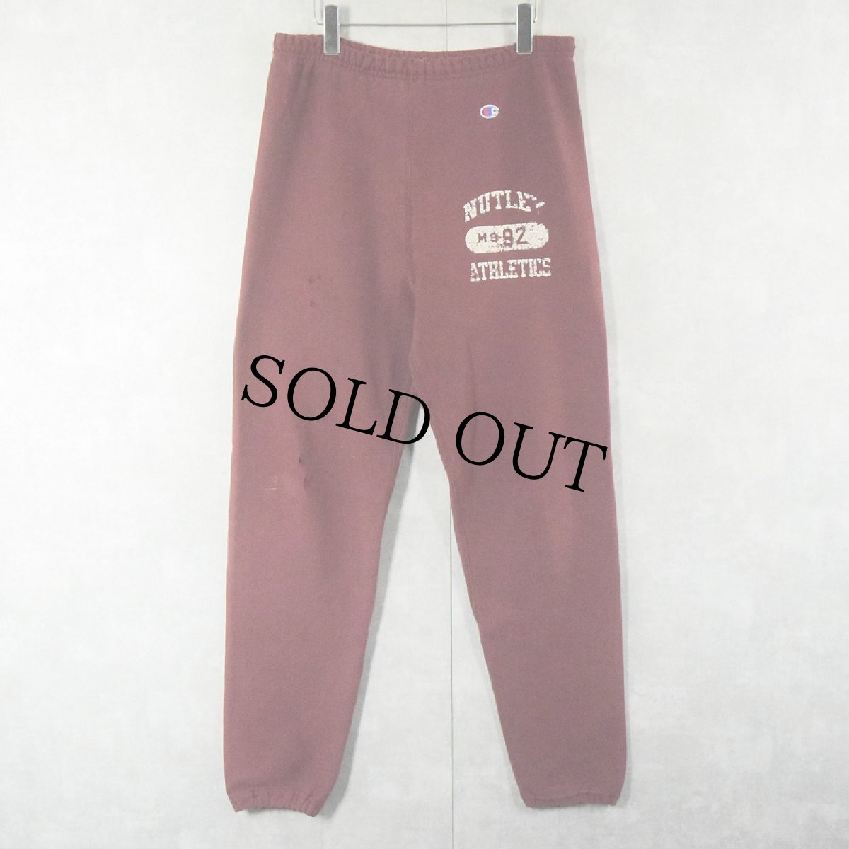 画像1: 90's Champion REVERSE WEAVE USA製 "NUTLEY ATHLETICS" プリントスウェットパンツ M (1)