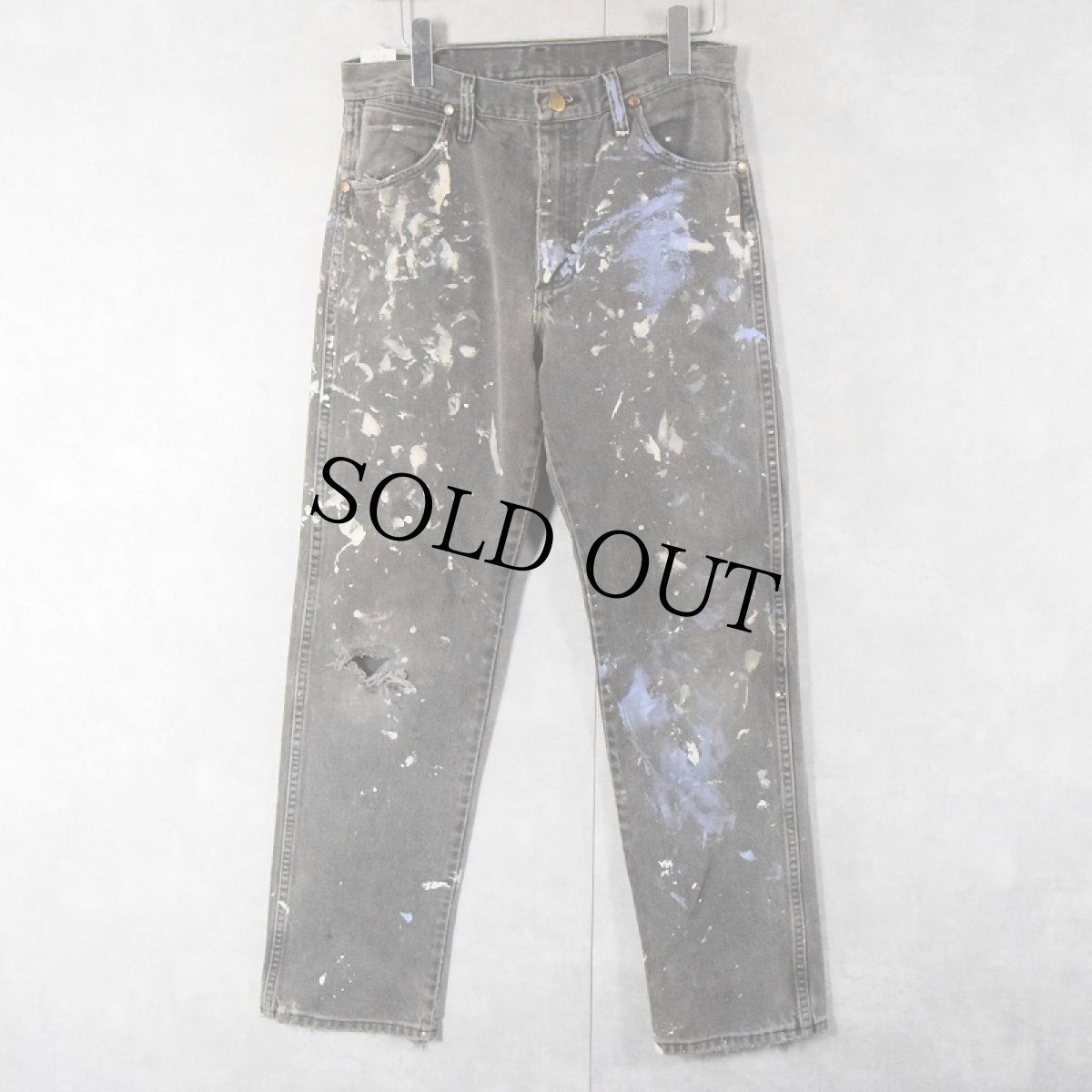 画像2: 90's Wrangler ペンキペイント ブラックデニムパンツ W31 (2)
