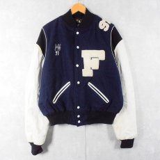 画像1: 60's ART KNITTING MILLS パッチ付き レザー×メルトンウールスタジャン SIZE46 (1)