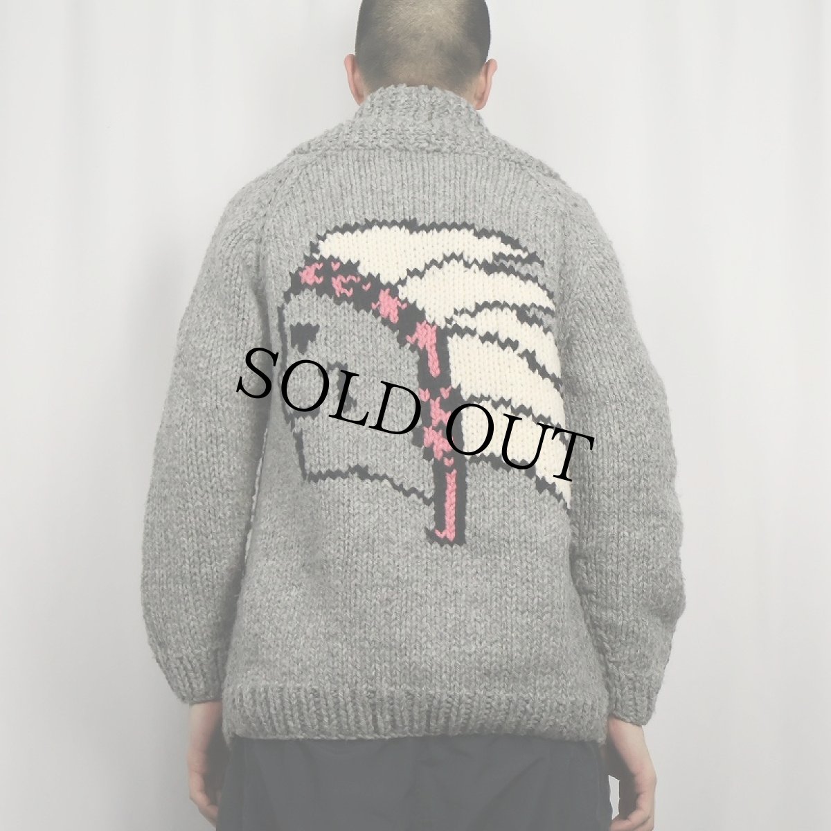 画像4: GOGO Sweaters CANADA製 インディアンヘッド柄 カウチンニットジャケット (4)