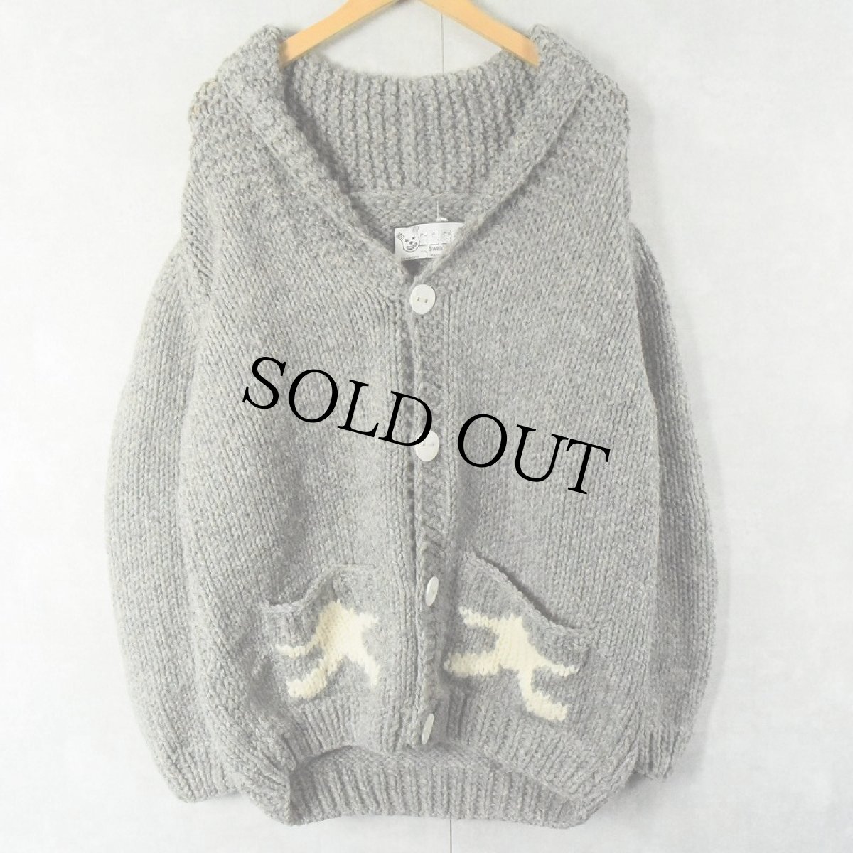 画像2: GOGO Sweaters CANADA製 インディアンヘッド柄 カウチンニットジャケット (2)