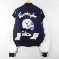 画像2: 60's ART KNITTING MILLS パッチ付き レザー×メルトンウールスタジャン SIZE46 (2)