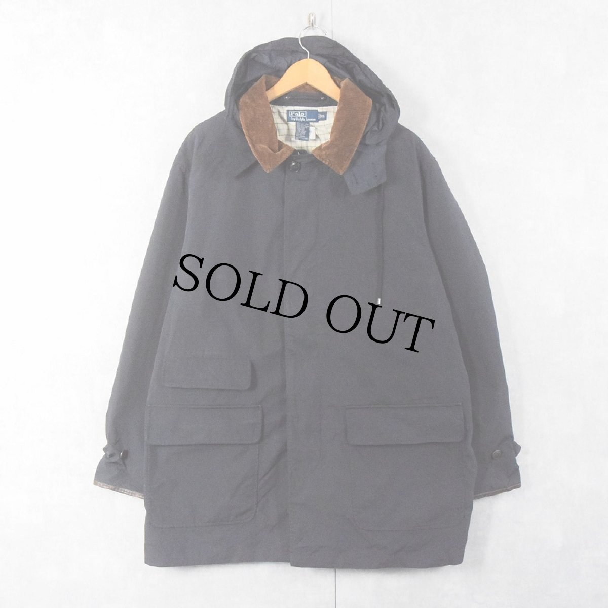 画像1: POLO Ralph Lauren フード付き ハンティングジャケット NAVY XL (1)