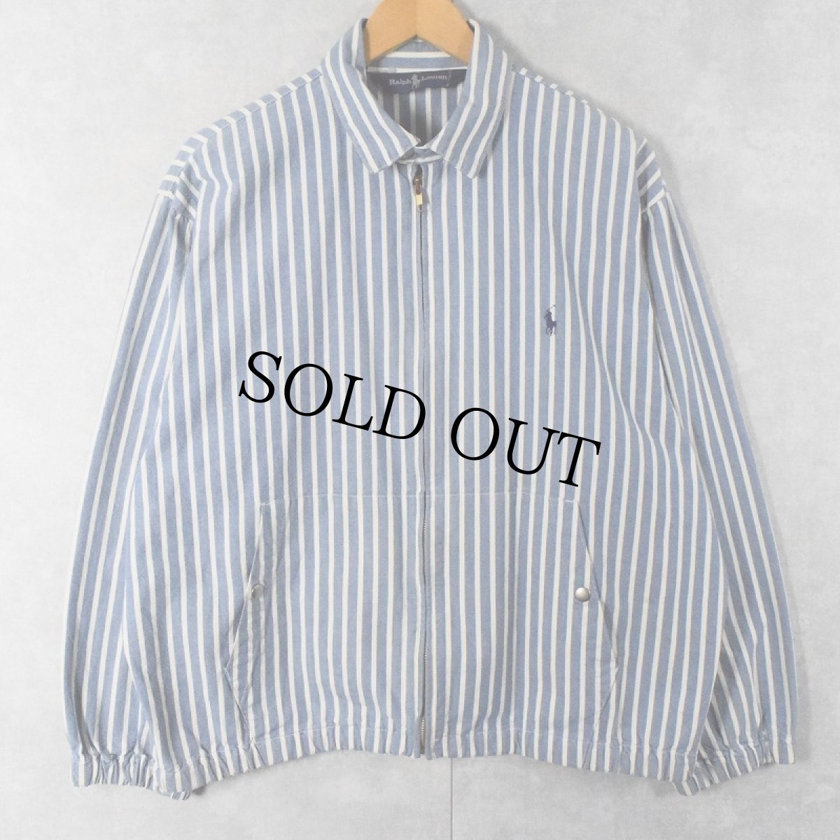 画像1: 90's POLO Ralph Lauren ストライプ柄 コットンスイングトップ L (1)