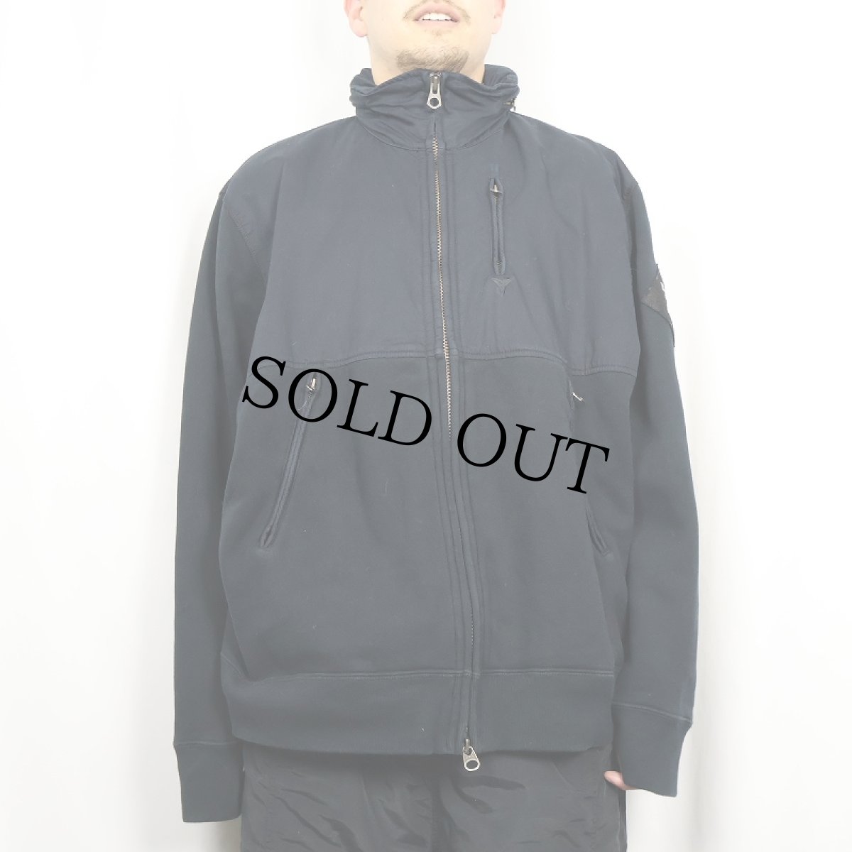 画像2: POLO Ralph Lauren コットン×スウェット 切り替えジップジャケット BLACK XXL (2)