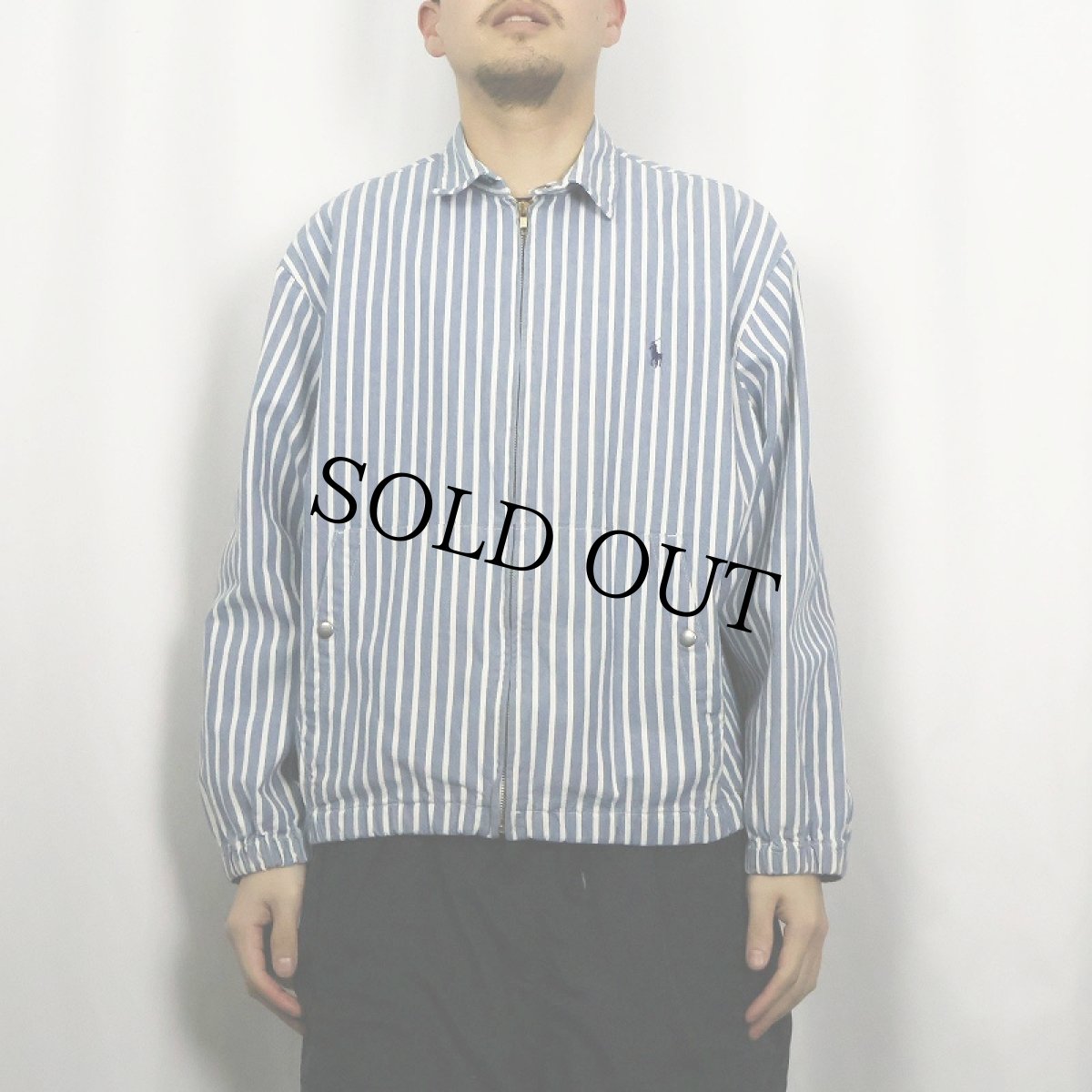 画像2: 90's POLO Ralph Lauren ストライプ柄 コットンスイングトップ L (2)