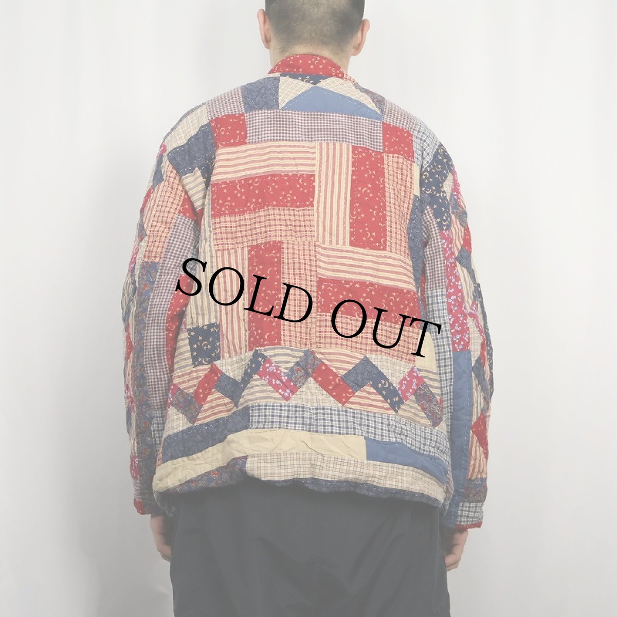 画像4: 星柄 リバーシブル パッチワーク キルティングジャケット L (4)