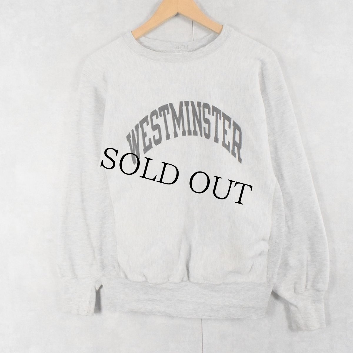 画像1: 90's Champion REVERSE WEAVE USA製 "WESTMINSTER" 染み込みプリントスウェット M (1)