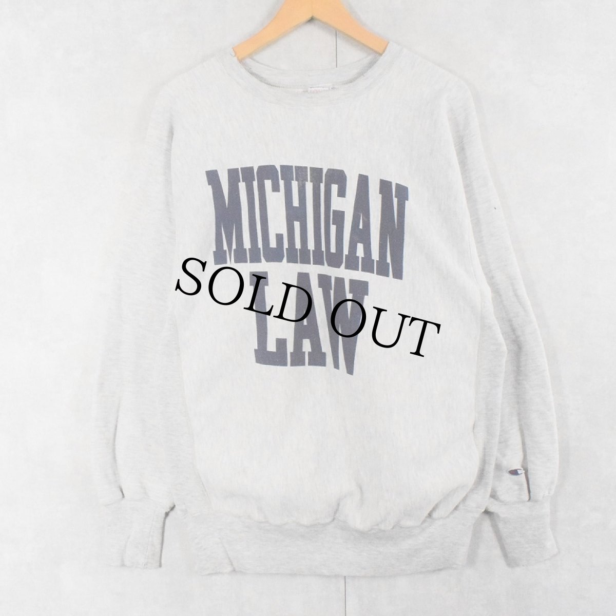 画像1: 90's Champion REVERSE WEAVE USA製 "MICHIGAN LAW" 染み込みプリントスウェット XL (1)