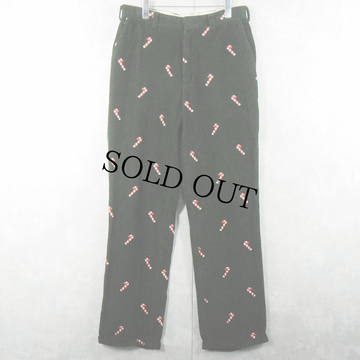 画像2: ORVIS キャンディー柄刺繍 コーデュロイパンツ GREEN W35 (2)