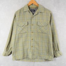 画像1: 60〜70's PENDLETON グレンチェック柄 オープンカラーウールシャツ M (1)