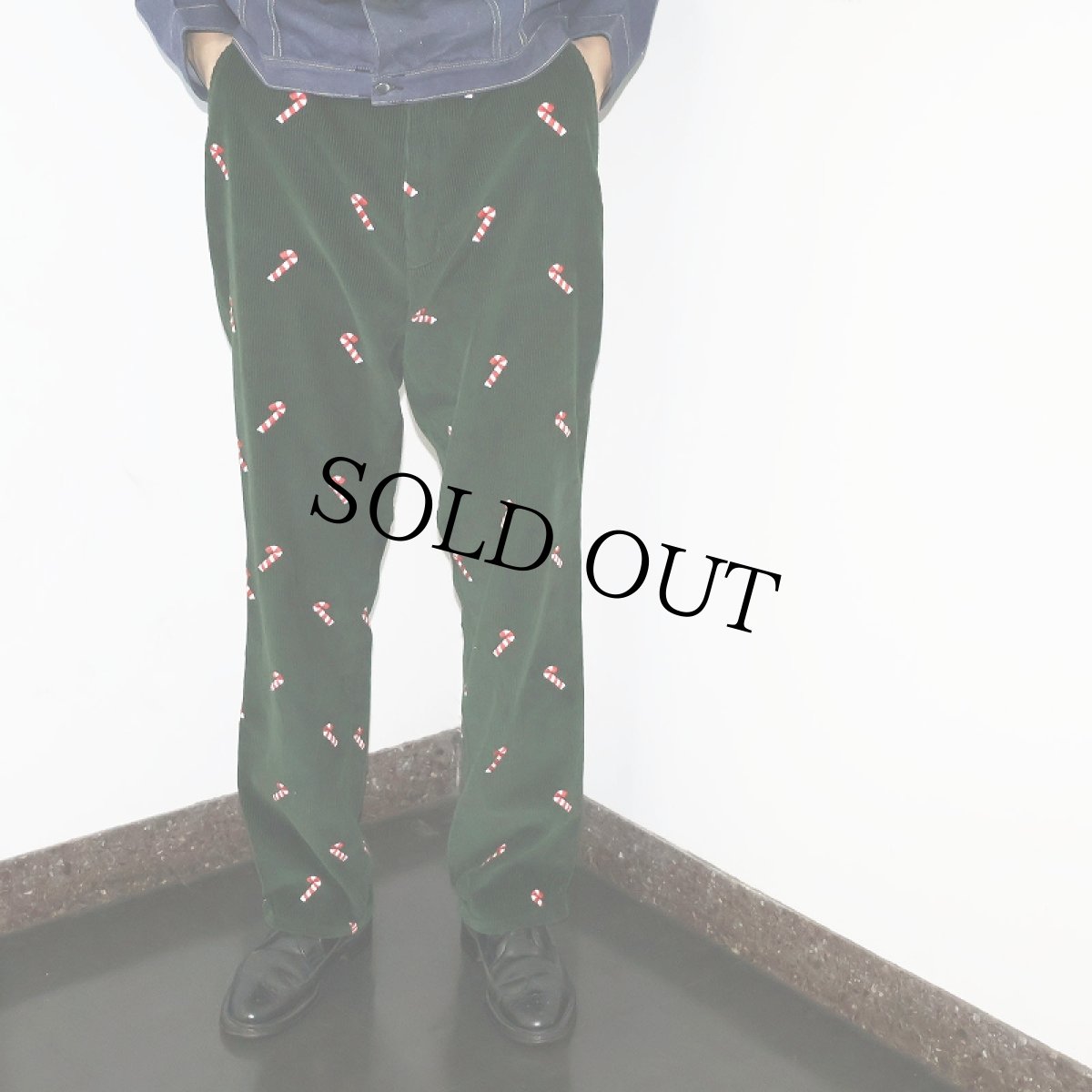 画像4: ORVIS キャンディー柄刺繍 コーデュロイパンツ GREEN W35 (4)