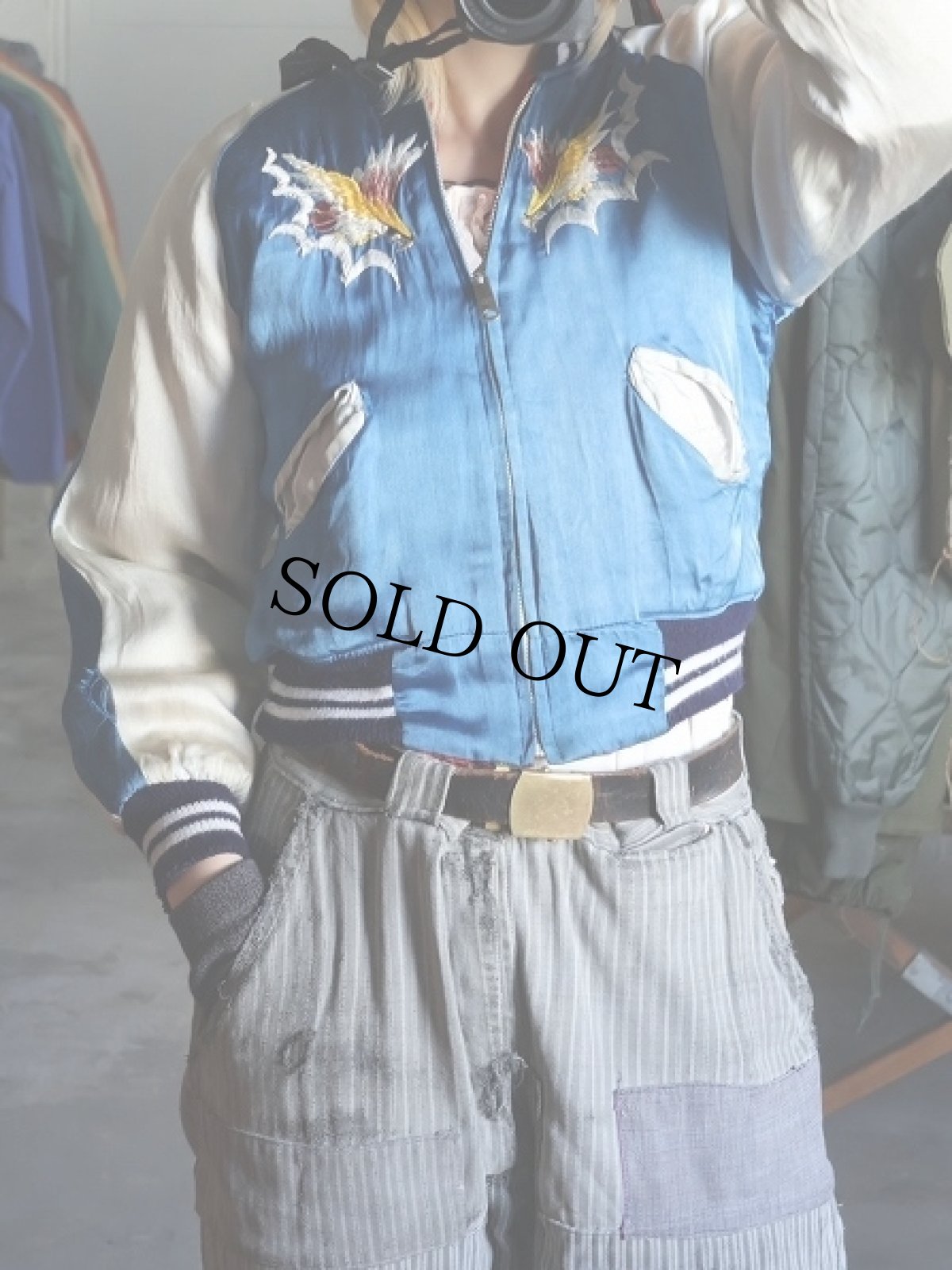 画像4: 70's "Japan" 鷹刺繍 サテンスカジャン KIDS SIZE LL (4)